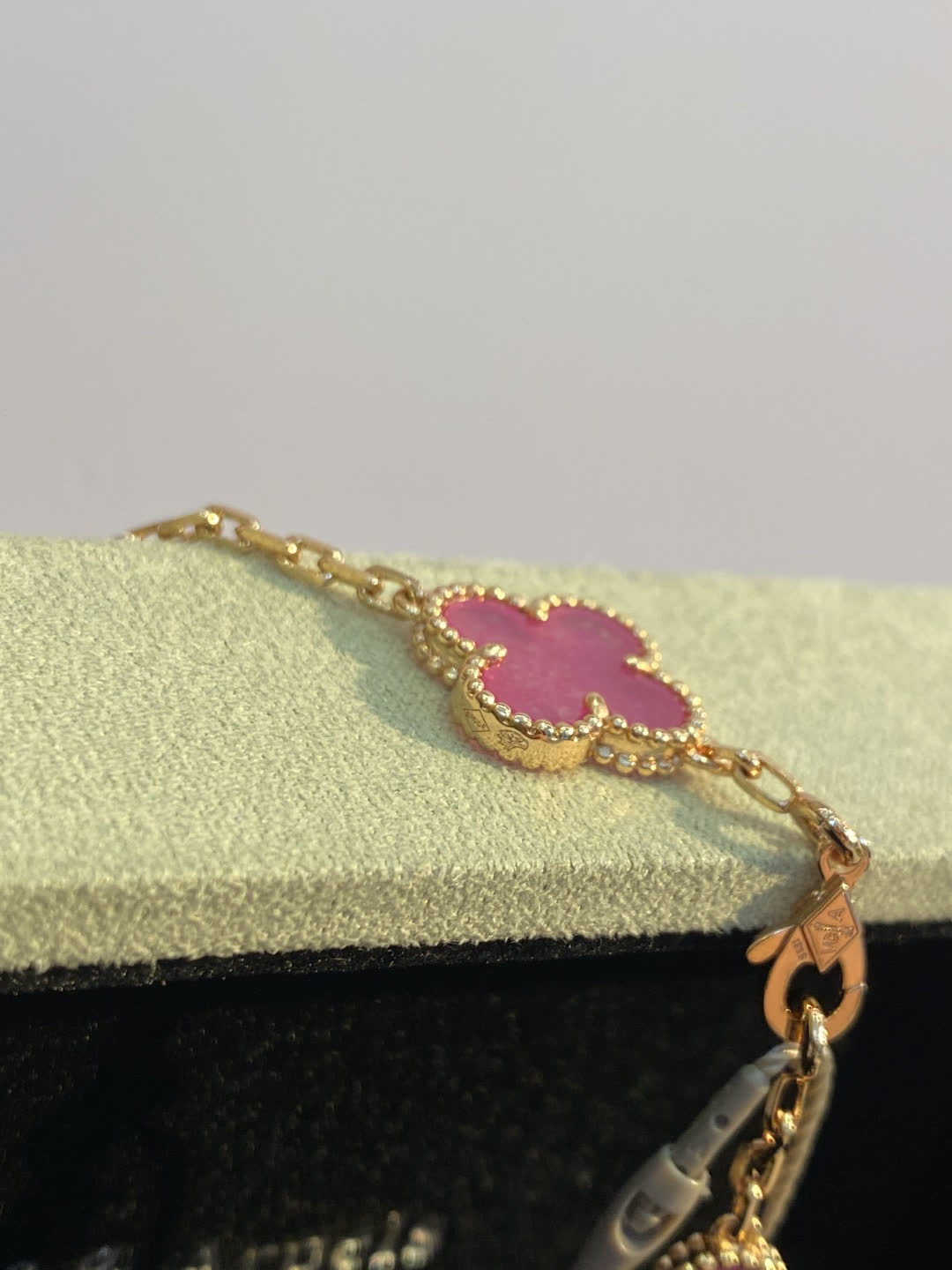 Van Cleef & Arpels Alhambra Pink Enamel Gold Necklace